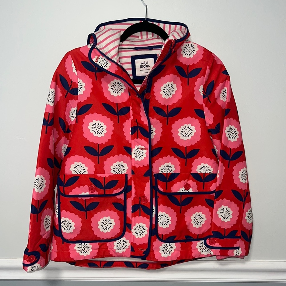 Mini Boden Jersey Lined Girl’s Waterproof Jacket